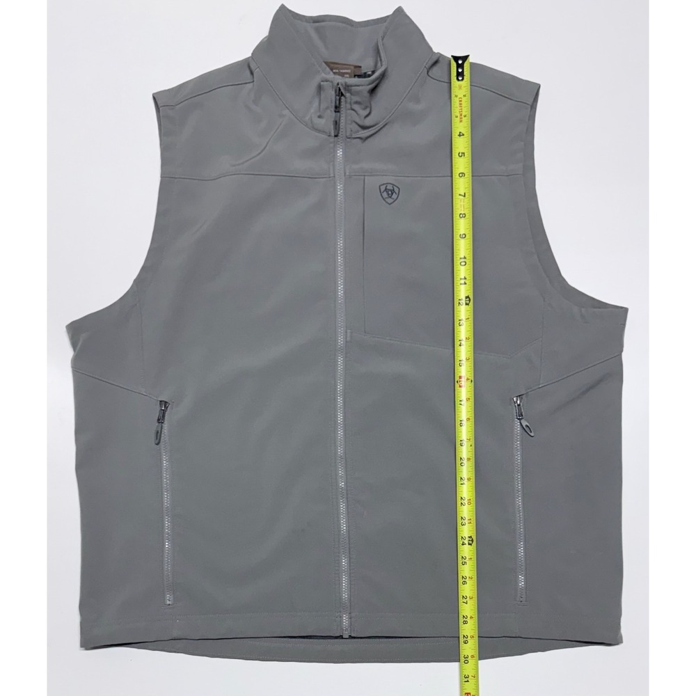 Ariat Mens Gray Softshell Vest XXL Full Zip Wind Water Resistant Performance - Picture 2 of 7